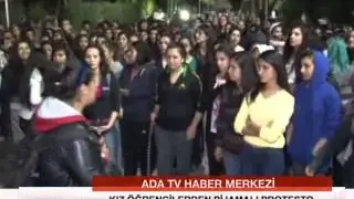 KIZ ÖĞRENCİLERDEN PİJAMALI PROTESTO