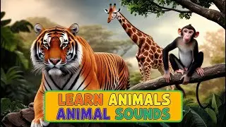 Learn Animal Sounds: Tiger, Giraffe, Cat, Panda and Monkey | Fun Wildlife for Kids