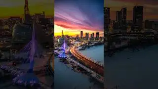 Nuclear Sunsets over Downtown Winnipeg 🔥 #winnipeg #manitoba #canada #photography #drone