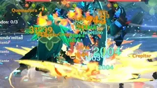 Nahida y Thoma quemadura Vs Triple Oni, Abyss 3.6 Mobile Genshin Impact