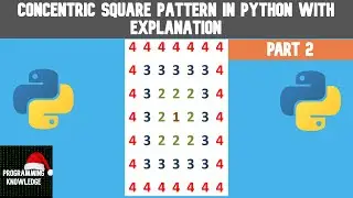 Concentric square pattern in Python with explanation part 2 || 