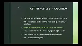 KEY PRINCIPLES IN VALUATION