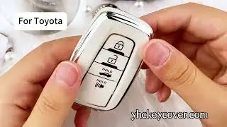 Silver White Car Key Fob Cover for Toyota with Diamond Keychain