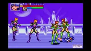 【SFC:美少女戦士セーラームーンR】女性型怪人の集団に攻撃されるマーキュリー(bishoujo senshi sailor moon R)
