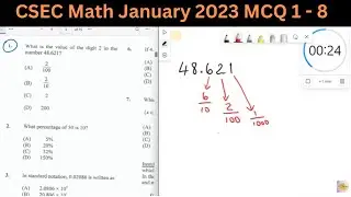 CXC Math Multiple Choice #1 to #8| CSEC January 2023 Past Paper