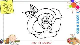 How to draw a rose EASY step by step for kids, beginners, children 1