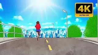 4K Anime Girl Riging Bicycle Screen Saver | 1 Hour Version | Live Wallpaper | Stocklate