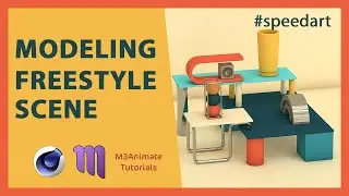 Speed art Freestyle Scene in Cinema 4D | Modeling Texturing Lighting Rendering | Free C4D Tutorial