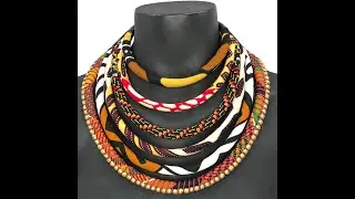 Gold African Wax Print Bib Necklace for Women | Necklace | Maasai Jewelry| Gold, Maroon, Brown, Blue