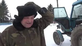 За сеном. 1часть.МТЗ Холодный пуск. Дорога ужас, потерял жердь.