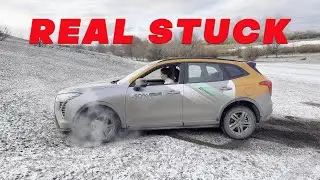 Irina tights white jacket boots stuck in the snow mud at HAWAL 4K full video 20 min