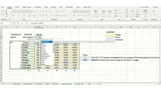 Index and Match Function  in Excel