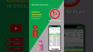 Masked Aadhaar (Text) In Excel #shorts #exceltricks #msexcel #exceltips #excel  @tech-n-play