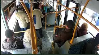Passengers falling down in bus, sudden brake