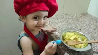 2-year-old makes fast & easy cooking recipes funny moment