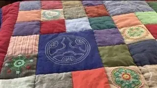 Patchwork from simple and not simple squares.  Patchwork for beginners.