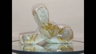 Vintage Genuine Carved Onyx Hippo Ring Trinket Dish Paperweight