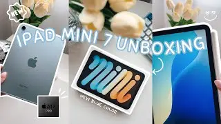 iPad Mini 7 (blue) Calming Unboxing | Apple pencil + Smart Folio in Denim 🩵🦋💎