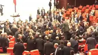 Turkish Parliment in fistfight after loss in IdLIB