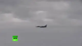 Low flying Russian SU 24 aircraft flies past USS Ross in Black Sea