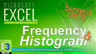 Binned Frequency Table and Histogram for CATEGORICAL Data in Excel  (WK3f)