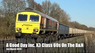 A Good Day Inc. X3 Class 60s On The Berks & Hants Line 03.03.25 - 4K