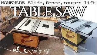DIY slide tablesaw, router lift, fence