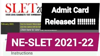 Neslet Admit Card 2022 / Sletne Admit Card Released 2021-2022 !!! Admit Card for Neslet 2022
