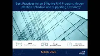 RIM Program, Retention Schedule, and Taxonomy Best Practices