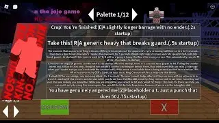 Roblox n the jojo game King Crimson Combo's and 1v1ing