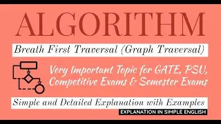 72. Breadth First Traversal | Graph Traversal | Algorithm | GATE, NET, PSU & Other Competitive Exams