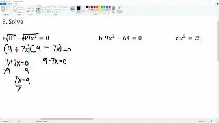 Chapter 10 Problem 8 Solve by Factoring a Difference of Sqaures