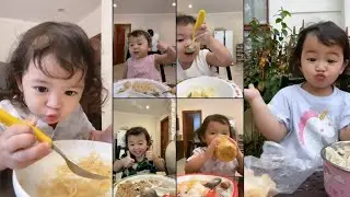 Kumpulan kelucuan Tania anak Ruben Onsu saat sedang makan