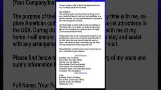 an Invitation Letter for Your Uncle to Visit the USA