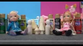 Elsa and Anna toddlers paint and decorate a forest- part1