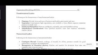 PSY510 Lecture 43 Organisational Psychology Short Lecture VU Lectures