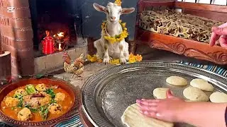 طبخ القرية- وصفة تكربابين القبائلية والسفنج الميلي أكلات شعبية في يوم ربيعي ممطر cooking village