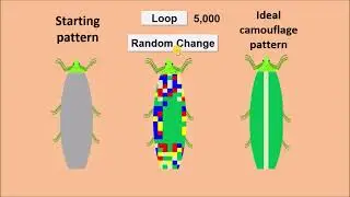 Evolution random mutation simulation - leaf camouflage insect