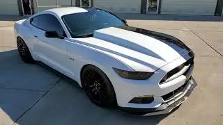 Mustang wrapped 1/2 black and 1/2 white