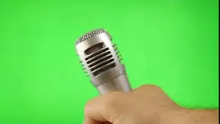 Holding Microphone Isolated On Green Screen