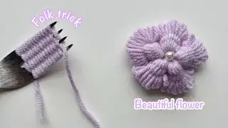 Superb Beautiful Woolen Flower Making With Folk - DIY Woolen Flowers - Design Trick