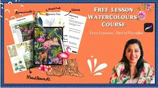 Free lesson from Water Colour Course on Procreate | Tropical Pattern | Bird of Paradise