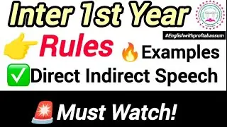 🔥 MUST WATCH! 👉 Inter 1st Year English | Direct & Indirect Speech ✍️✅ Easy Rules Examples | 💯