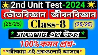 class 8 science 2nd unit test question paper 2024/class 8 science 2nd unit test suggestion 2024