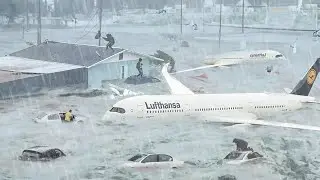 Airport in Germany Went Under Water! Flash Flooding in Frankfurt, Germany