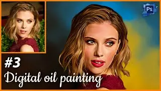 Scarlett Johansson || Digital Oil Painting in Photoshop - Bangla Tutorial || Smudge Painting