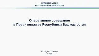 Оперативное совещание в Правительстве Республики Башкортостан: прямая трансляция 19 августа 2024 г.