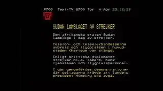 Диктор, телетекст и конец эфира (SVT 2 Швеция, 04.04.1985)