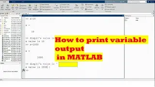Printing variable outputs in MATLAB.