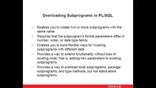 Oracle Database 12c/19c: PL/SQL - 34. Overloading package subprograms, using forward declarations